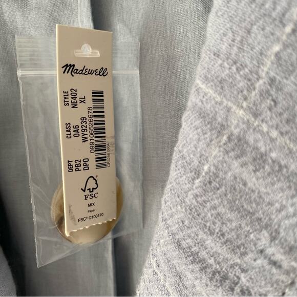 Madewell NWTs Larsen Relaxed Blue Blazer Linen Cotton size XL Boyfriend - Picture 10 of 11